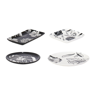 Ensemble de 4 assiettes et soucoupes Jardin
