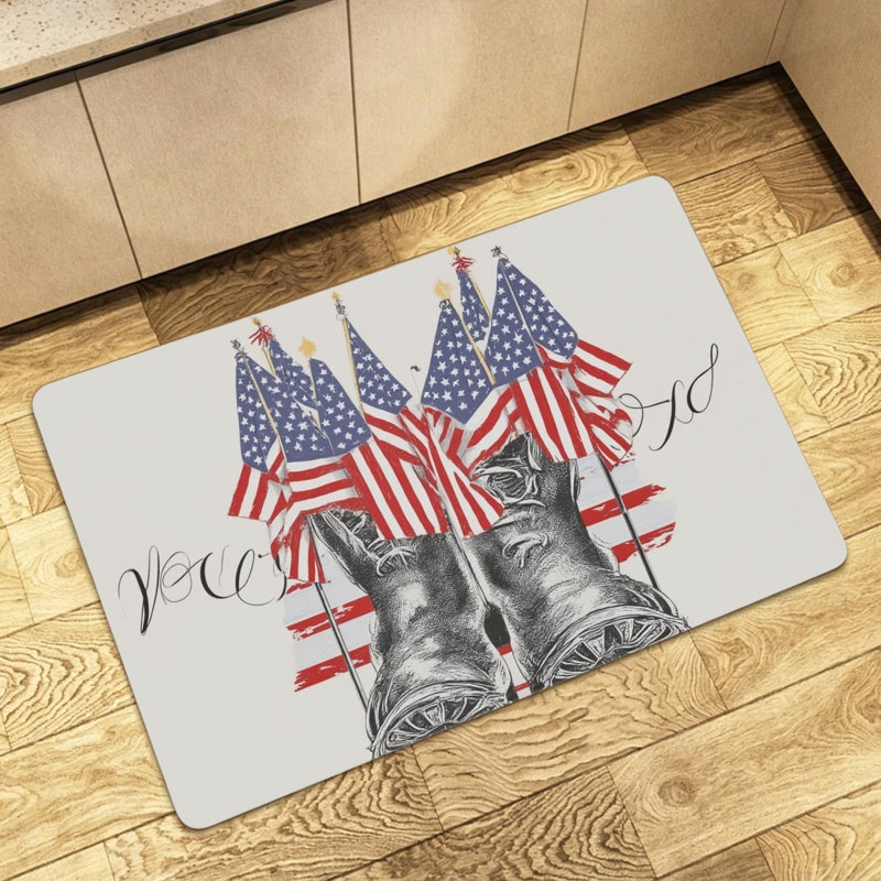 Tapis d'entrée bleu avec drapeau américain 24 po x 36 po Tapis d'entrée