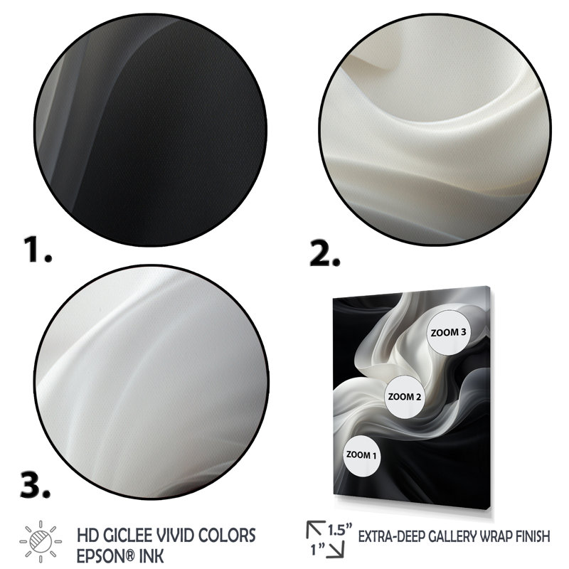 «White Black Abstract Turbulence - Wind Turbines», art sur toile, Cadre flottant doré, H 44 po x l 34 po x P 1,5 po
