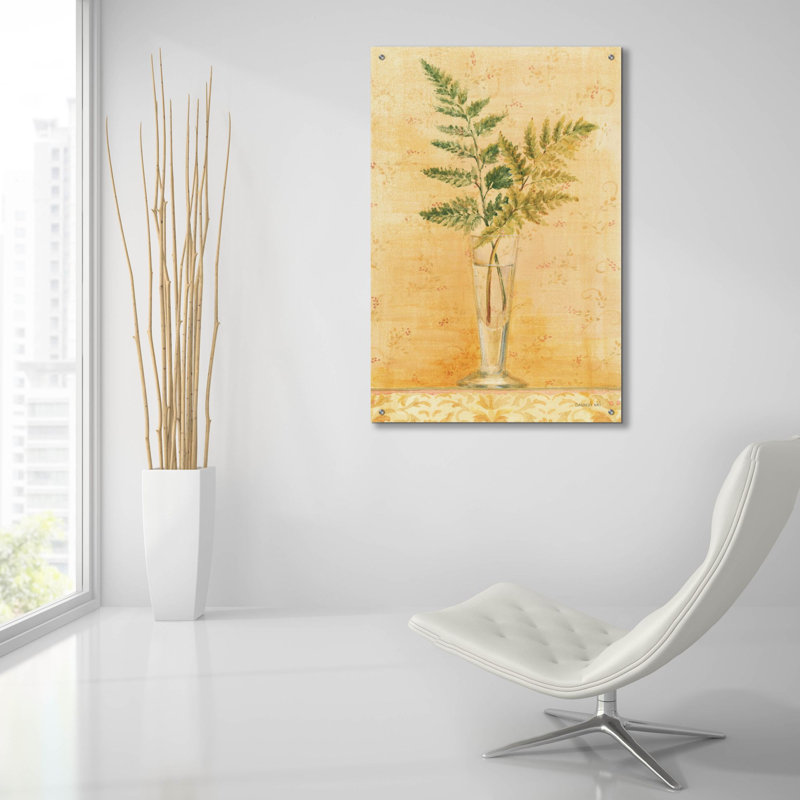  «Ferns In Glass Vase 1» par Danhui Nai, art mural en verre acrylique, H 36 po x l 24 po x P 0,2 po