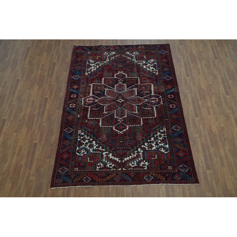 Tapis traditionnel rouge en laine 7 x 11