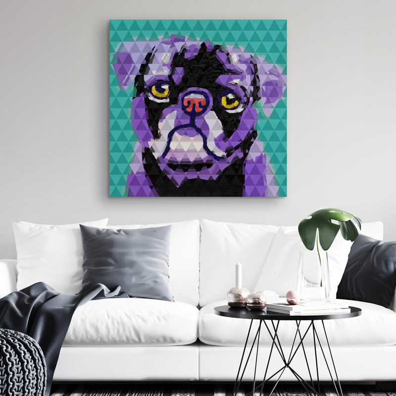 Geometric pug - 32"x32" art on canvas