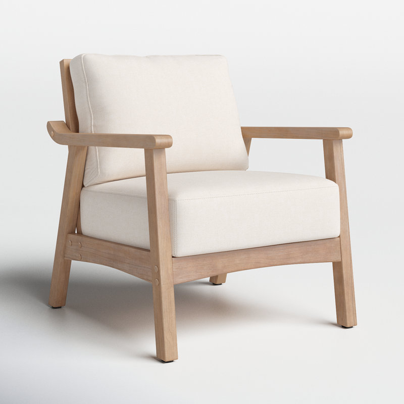 Fauteuil en polyester de 27 po Willbanks, Lin blanc moelleux