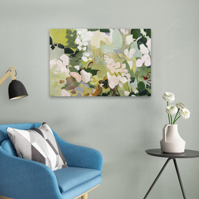 Variation de jardin vert - art floral contemporain avec fleurs et nature morte