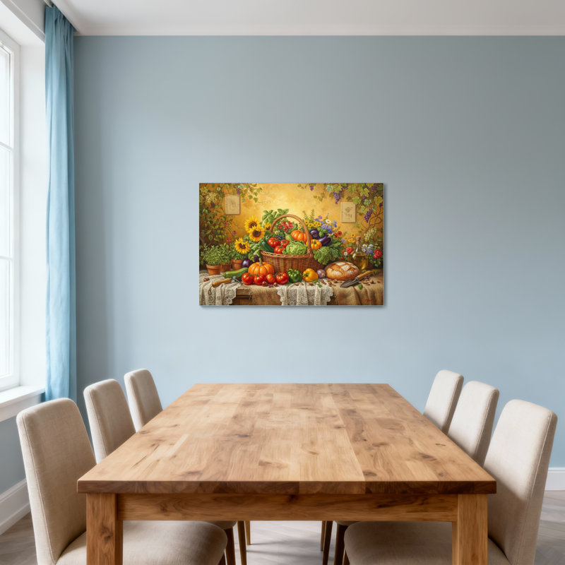 Scène de jardin mode panier de légumes frais nature morte, H 12 po x l 18 po