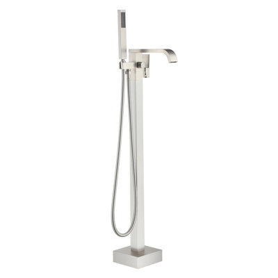 Robinet de baignoire à pattes sur pied à poignée simple avec douche à main