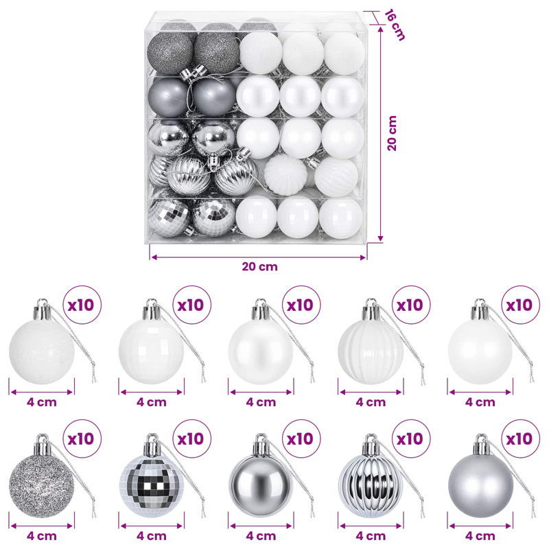 4cm Polystyrene Bauble, White, Grey