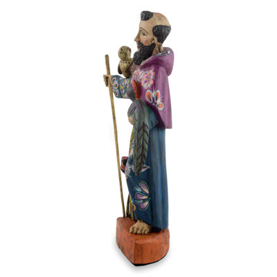 Rustic Saint Francis With a Quetzal Bird Figurine