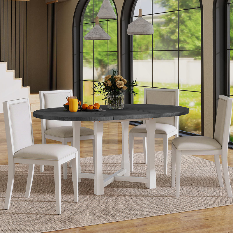 Ensemble de table de salle à manger extensible avec chaises rembourrées, idéal pour les réunions de famille et pour améliorer l'ambiance de l'espace repas.
