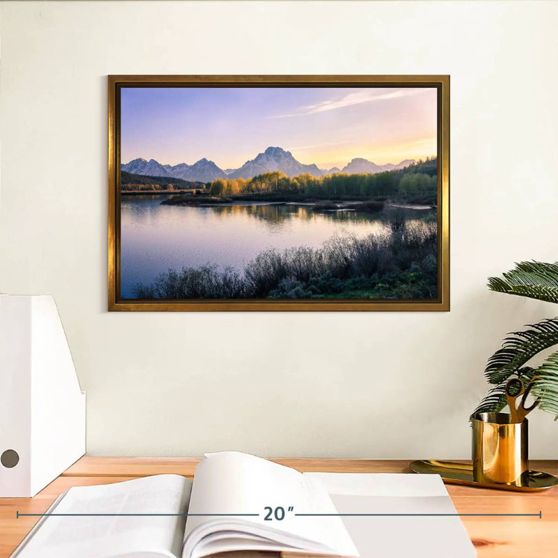 Lever de soleil sur Grand Teton, Cadre flottant doré, 13 po x 9 po