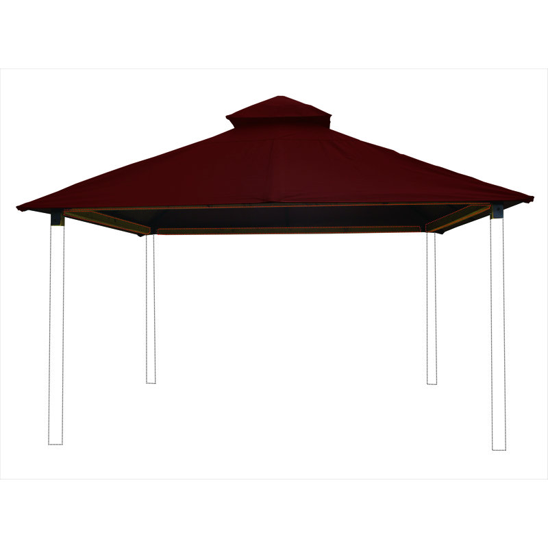 Roof Framing And Mounting 12 Ft. W x 12 Ft. D Solid Wood Gazebo, Burgundy, 147.5" H x 168" W x 168" D