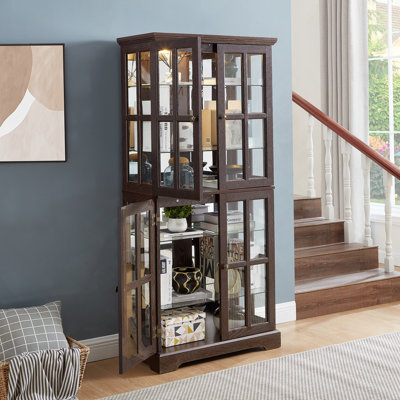 Bibliothèque, vitrine avec tablettes réglables et portes en verre pour la maison ou le bureau