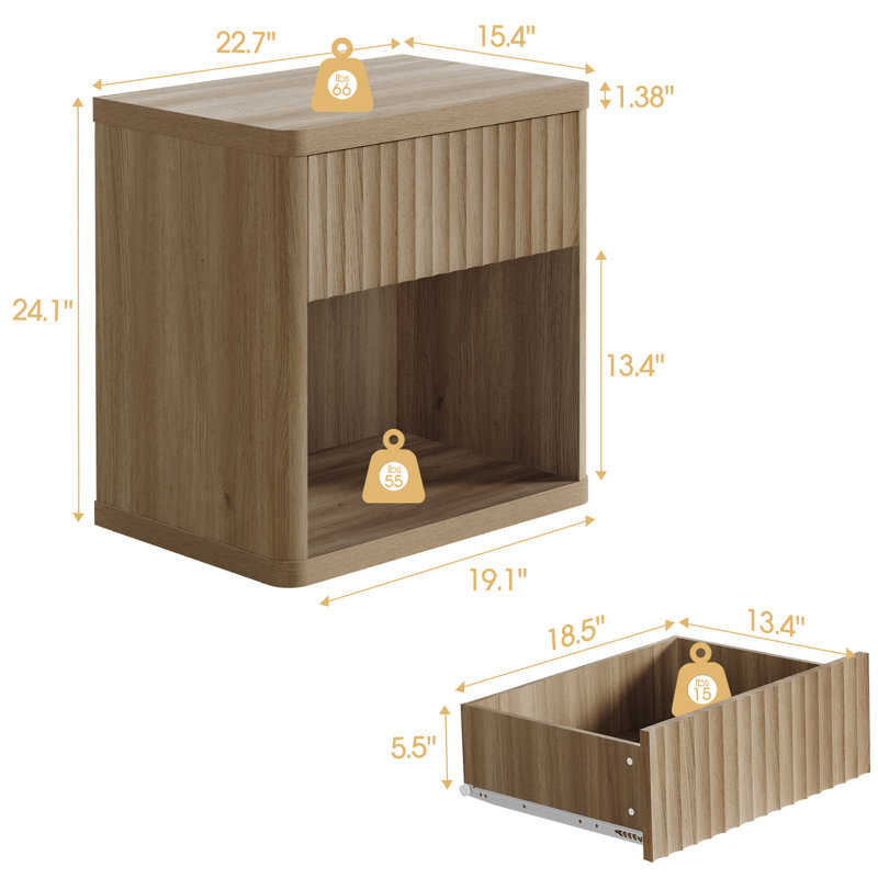 Cesiro 1 - Drawer Nightstand (Set of 2)
