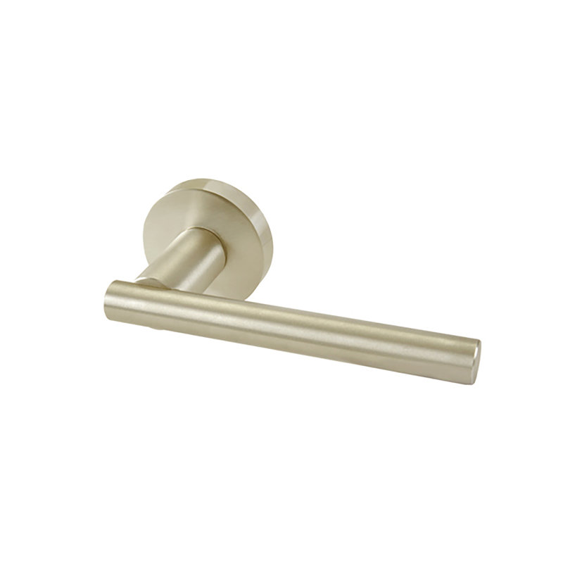 Alpine 87 Single Dummy Door Lever with Round Rosette, Right, Satin Brass