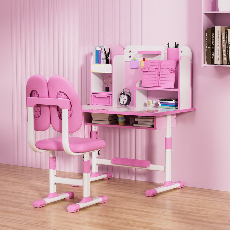 Ensemble de bureau et chaise pour enfants, Rose