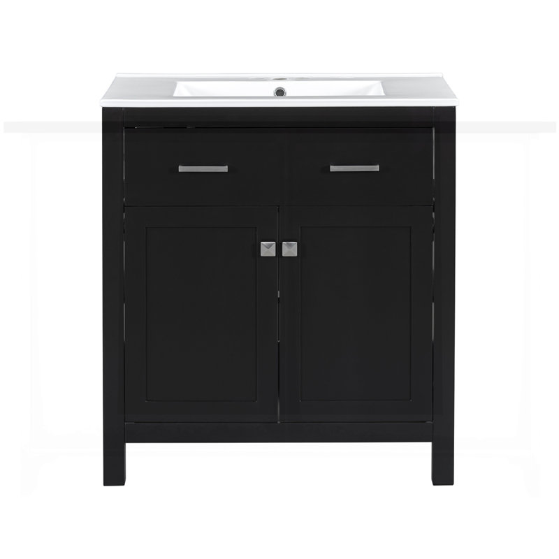 30'' Bathroom Vanity with Ceramic Sink, Black