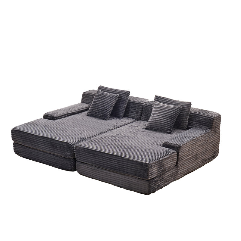 Méridienne double surdimensionnée 85 po Eliam Boneless, Gris