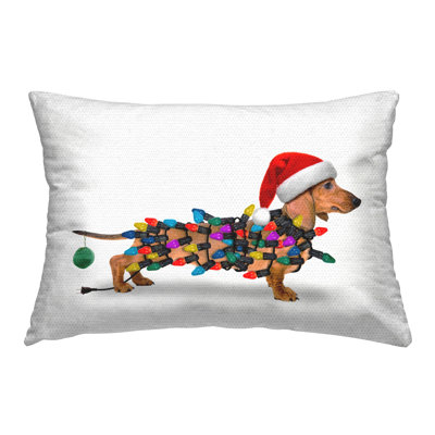 Holiday Lights Dachshund Outdoor Printed Pillow by John Hovenstine