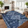Boho Machine Washable Rug with Rubber Backing for Living Room Non-Slip Dining Room Rug Easy-Cleaning Floor Carpet for Bedroom Office Playroom_OKPHO_338N_Geometric_Blue