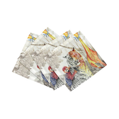 Arcadia Tiger Cotton Sateen Cocktail Napkins