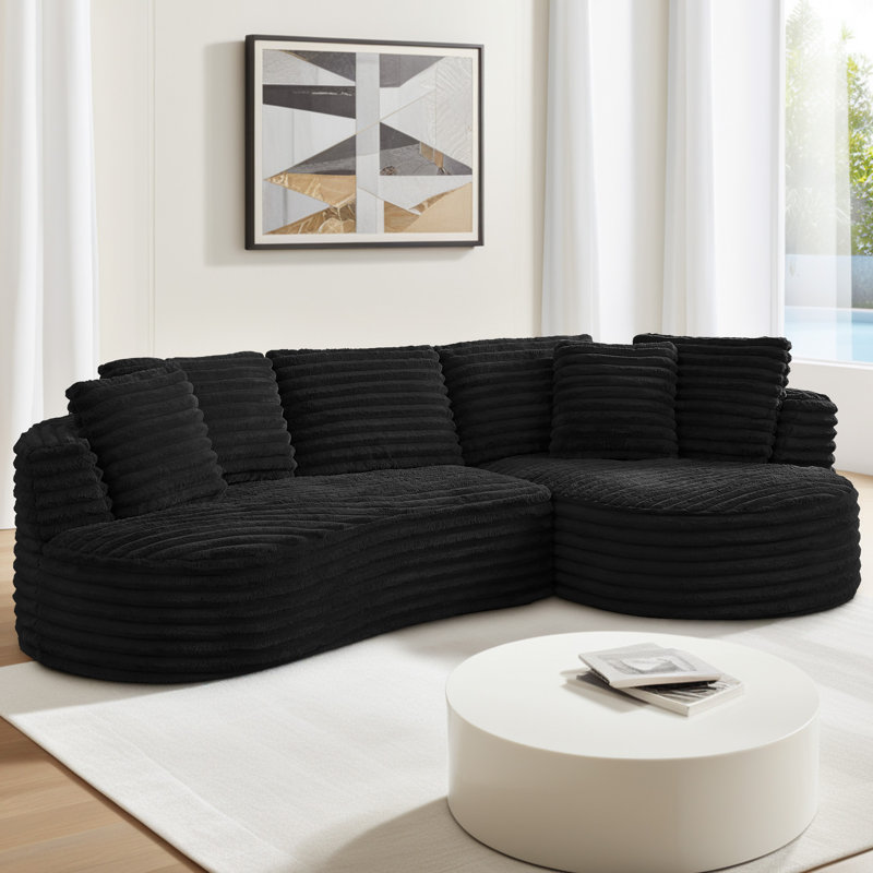 Canapé modulaire incurvé modulaire incurvé moderne de 121 po avec sièges profonds et méridienne Hartwig Boneless, aucun assemblage requis