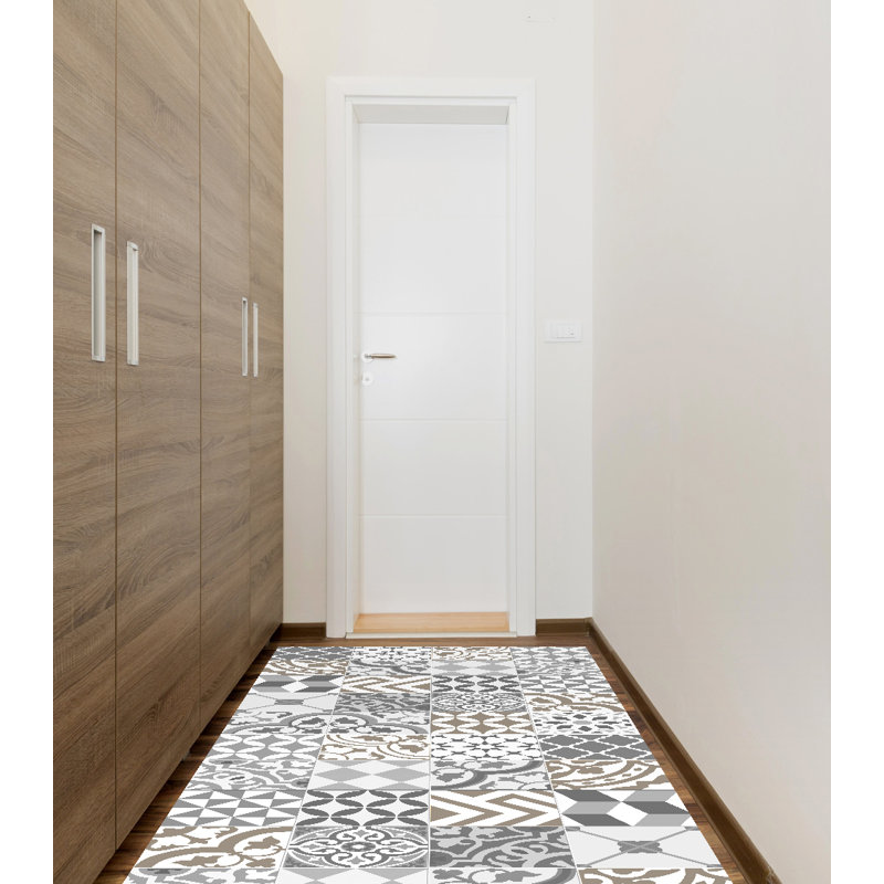 Genevieve Vinyl Machine Printed Area Rug, Rectangle 2'7.5" x 9'10.1"