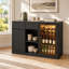 Modern Fluted Design with Built In Power Hub Freestanding Bar Cabinet for Dining Room and Kitchen-666791173-666791195