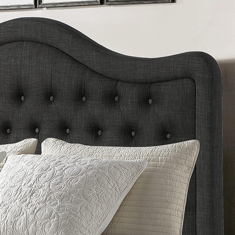 Structure de lit rembourrée en tissu avec tête de lit réglable, support à lattes de bois, lit plateforme capitonné, Grand