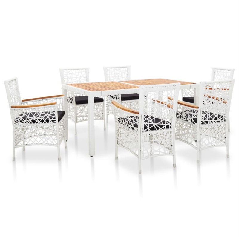 Ensemble de salle à manger pour 4 personnes Burkin, Blanc / brun, 5