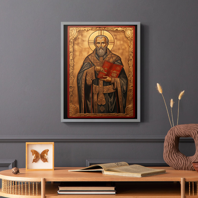 Série Religious Lxxxi - reproduction encadrée de qualité supérieure - prête à être accrochée - aucun clou requis, Gris
