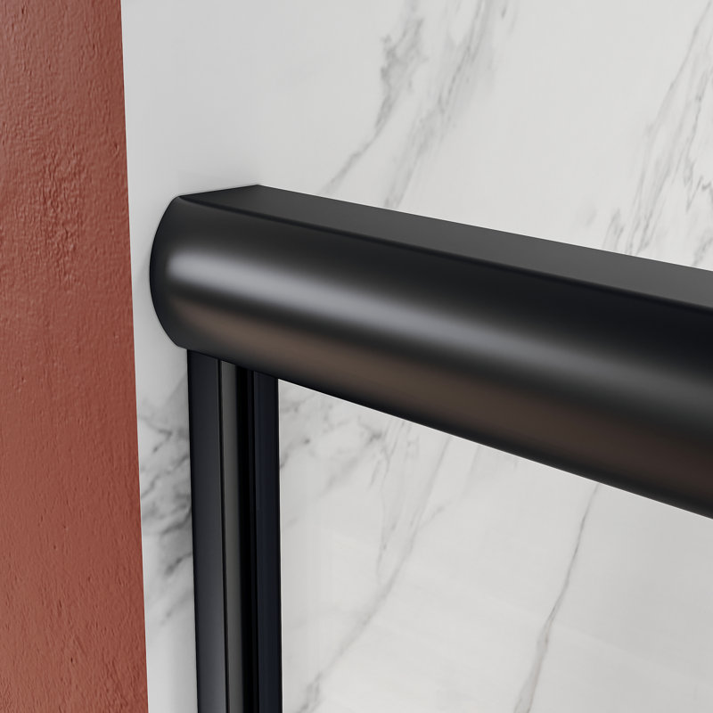 56"-60" W x 62" H Semi-Frameless Double Sliding Tub Door, Black