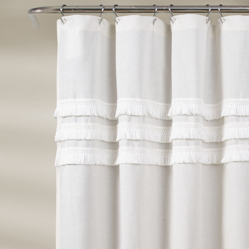 Rideau de douche simple à pampille Ciel, Blanc
