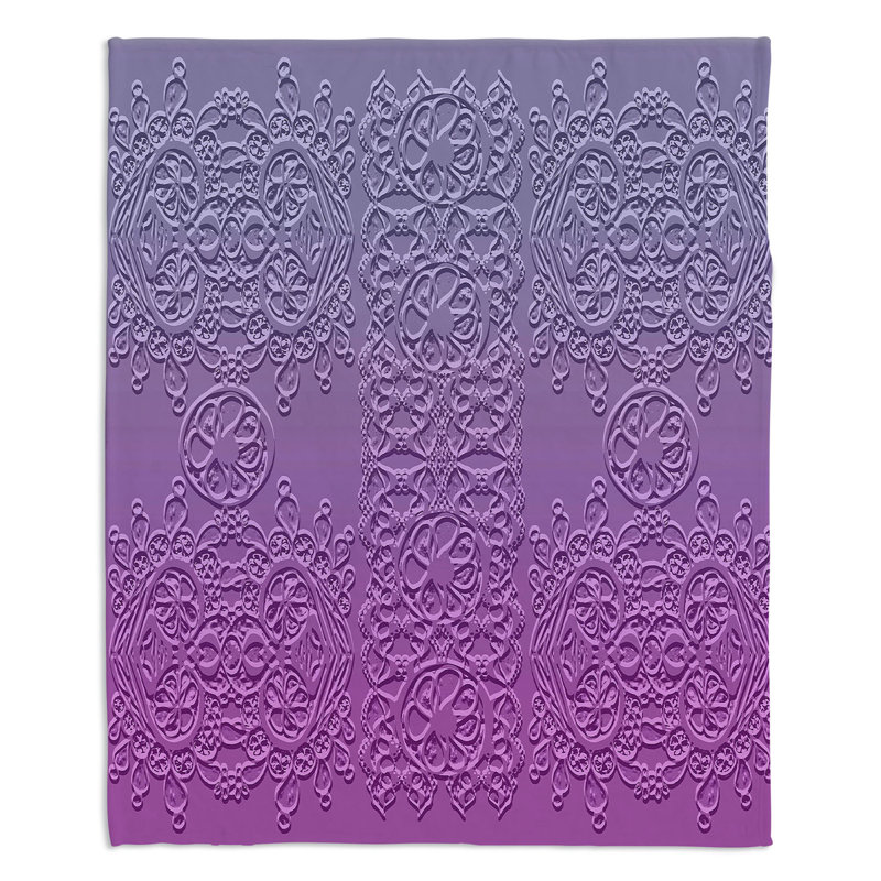  Jeté en dentelle Grandmas, l 68 po x L 80 po, Bleu / Mauve