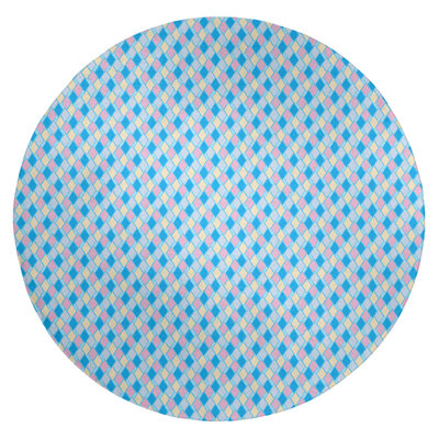 Tapis bleu ciel light losanges rétro