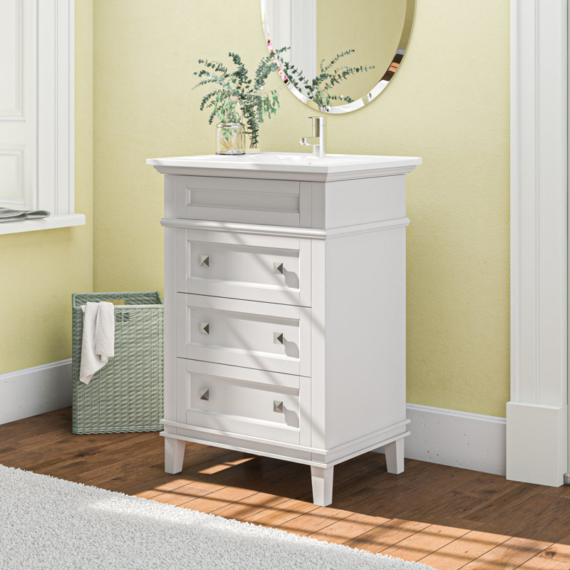 Guerra 24'' Single Bathroom Vanity with Ceramic Top, White