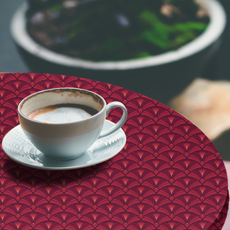Bungalow Rose Vintage Fitted Round Tablecloth Dark Pink Charcoal Grey, 47.24" Round