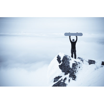 Snowboarder On Top Of Cliff by VisualCommunications - No Frame Art Prints on Canvas