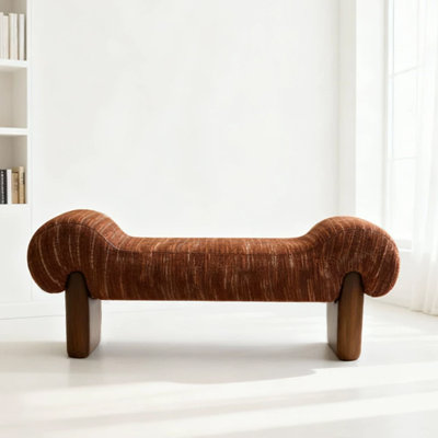 Banc rembourré en bois massif orange