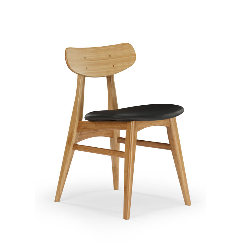 Ayela Solid Wood Side Chair, Brown, Leather 