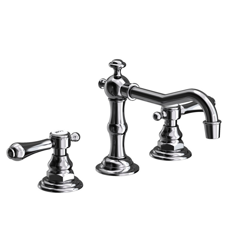Chesterfield Widespread Bathroom Faucet with Drain Assembly, Midnight Chrome