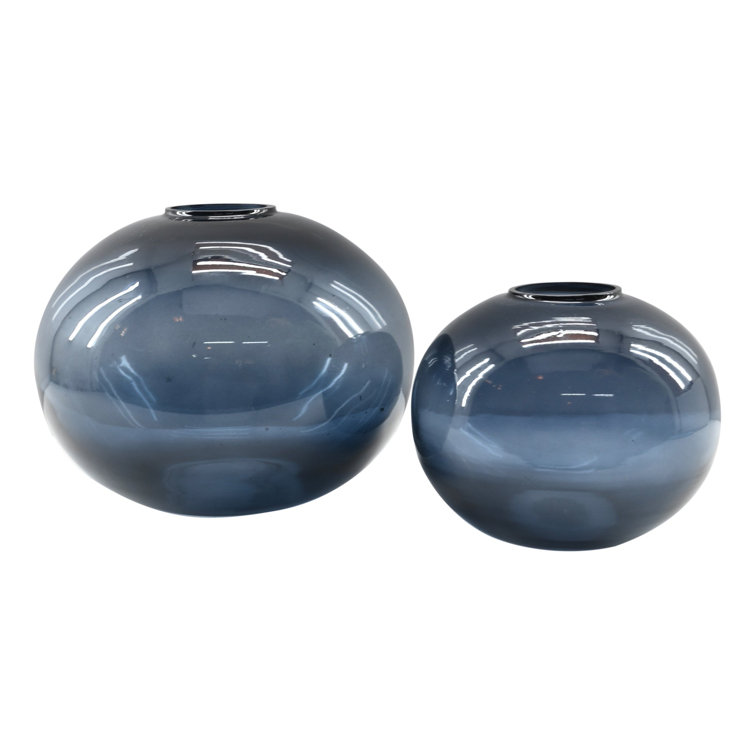 Caspian 2 Piece Handblown Round Glass Vase