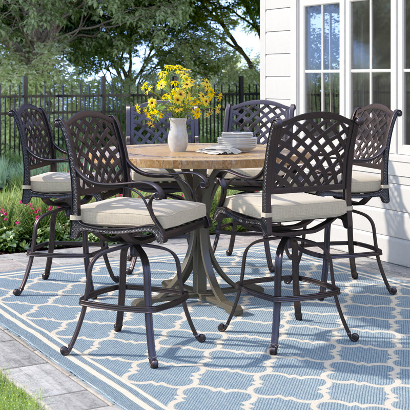 Frazee Metal Outdoor Stool with Cushion, 30"