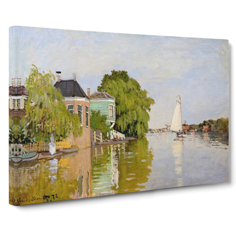 Houses On The Achterzaan by Claude Monet - Wrapped Canvas Painting, 40cm H x 60cm W x 3cm D