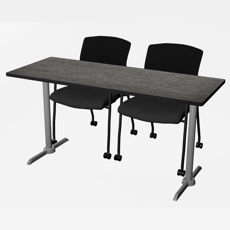 Base et table de formation Cain, H 29 po x L 60 po x l 24 po, Gris intense, Gris lune