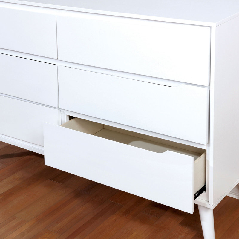 Commode double 6 tiroirs avec Miroir chilhowee, Blanc