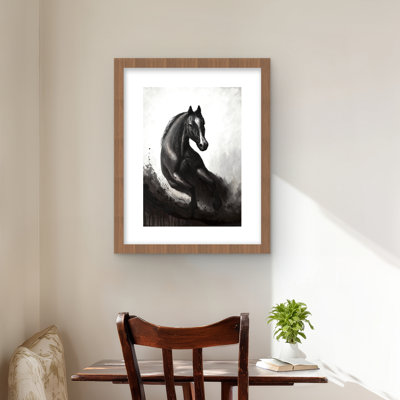 Horse in Motion - Black Framed Matted Print for Home Decor