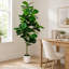 Figuier artificiel 6 pi avec pot à fleurs blanc 6 pi