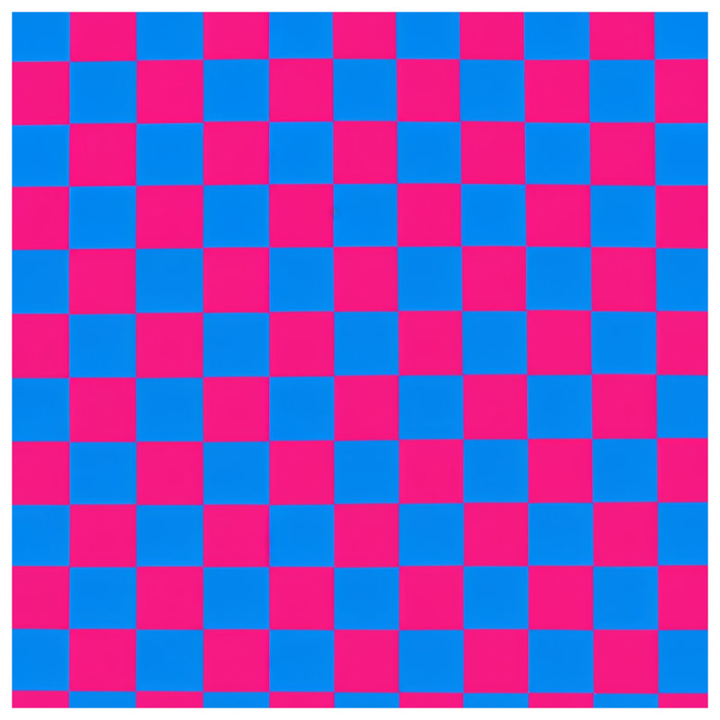 Tapisserie murale à carreaux bleu et rose, H 50 po x l 60 po avec 4 œillets