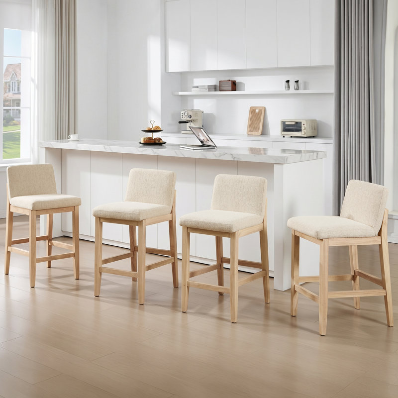 Tabouret de bar Albia Modern Farmhouse, Naturel, Beige
