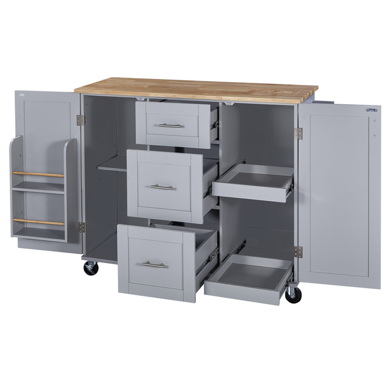 Kitchen Cart With Functional Design, Blue, Optimize Your Space Extra Shelves, Increase Storage Capacity, Gray-Blue